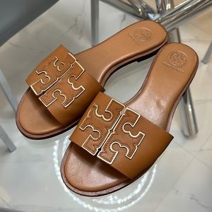 Brown Tory Burch Slides - Size 7.5